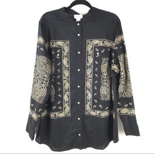 Soft Surroundings 3X 2X Bandana Print Button Down